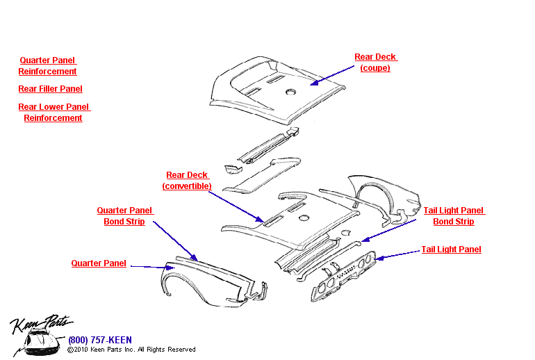 Rear Body Diagram for a 1971 Corvette