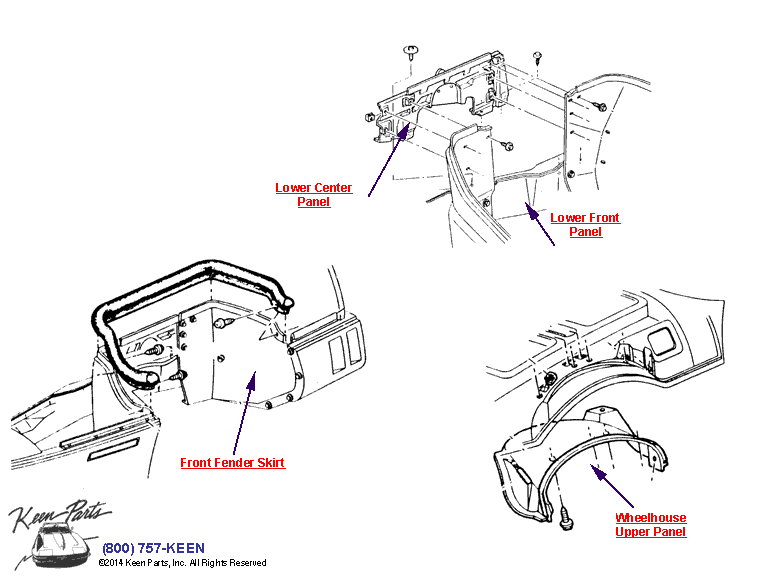 Fender Skirts and Wheelhouse Diagram for a 1987 Corvette