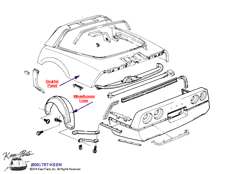 Rear Body Diagram for a 1987 Corvette