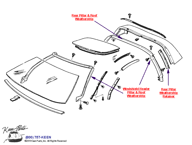 Coupe Roof and Windshield Diagram for a 1994 Corvette
