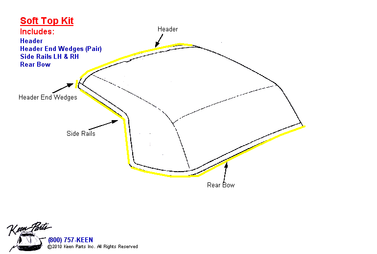 Soft Top Kit Diagram for a 1996 Corvette