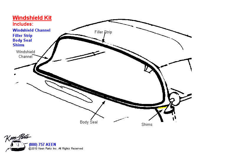 Windshield Kit Diagram for a C1 Corvette
