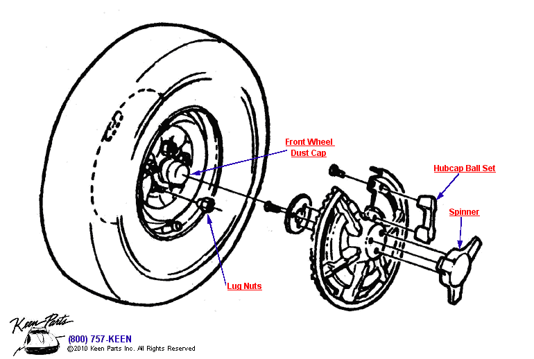 Hubcaps &amp; Wheels Diagram for a 1963 Corvette