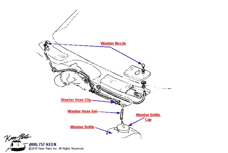 Washer Nozzles &amp; Hoses Diagram for a C2 Corvette