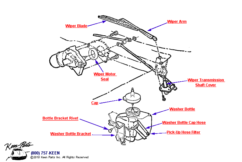 Wipers &amp; Washer Bottle Diagram for a 2014 Corvette