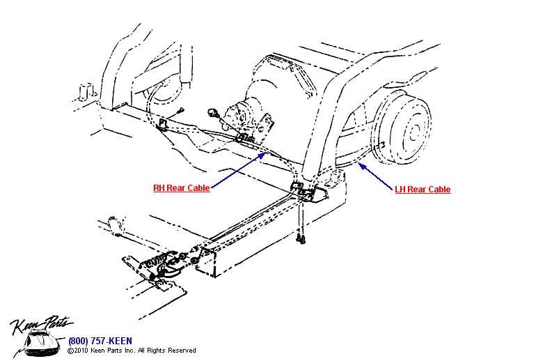 Parking Brake Cables Diagram for a 1972 Corvette