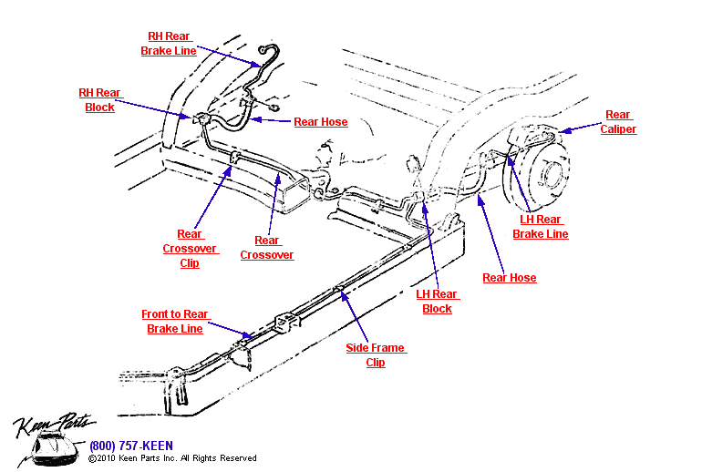 Rear Brake Lines Diagram for a 1954 Corvette