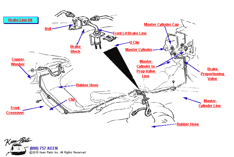 Front Brake Lines Diagram for a 2001 Corvette