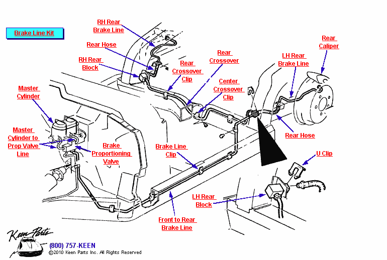 Rear Brake Lines Diagram for a 1968 Corvette