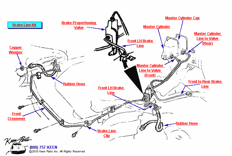 Front Brake System Diagram for a C3 Corvette