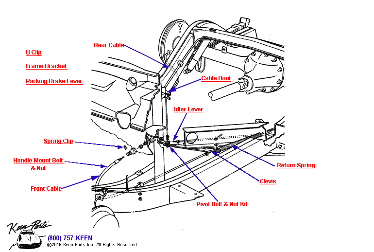 Parking Brake Linkage Diagram for a 1961 Corvette