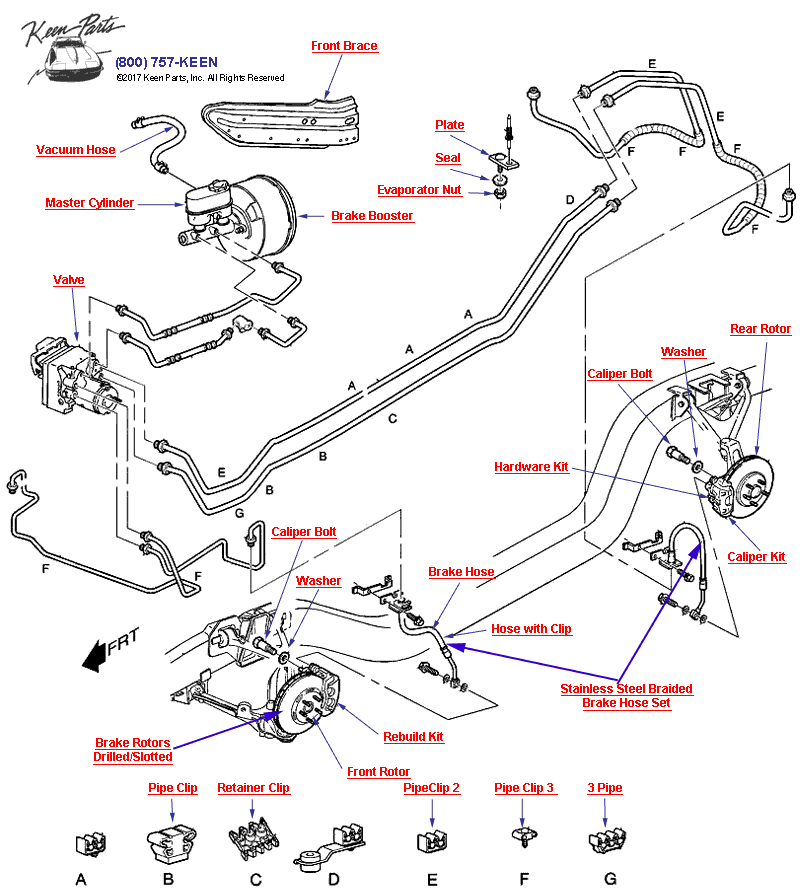 Brake Hoses &amp; Pipes- NOT Active Handling Diagram for a 2003 Corvette