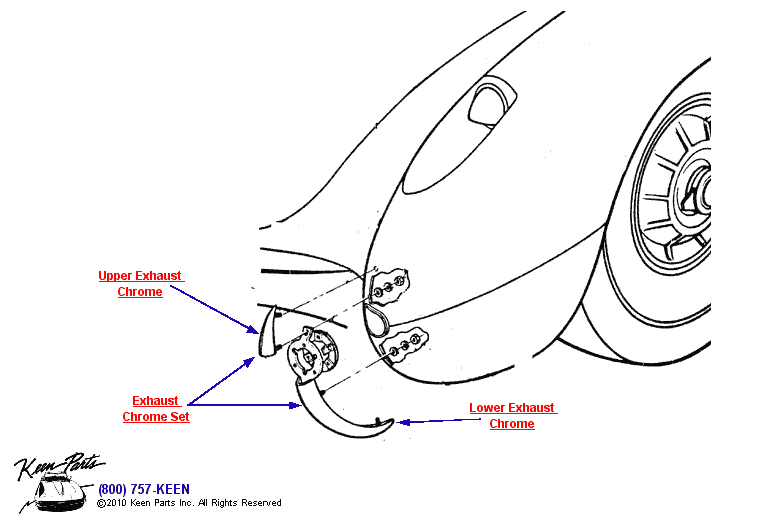 Exhaust Chrome Diagram for a 1973 Corvette