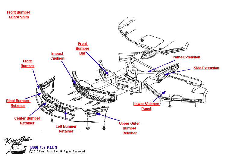 Front Bumper Diagram for a 2017 Corvette