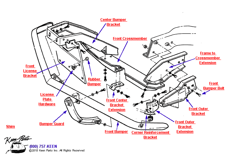 Front Bumper Diagram for a 1968 Corvette