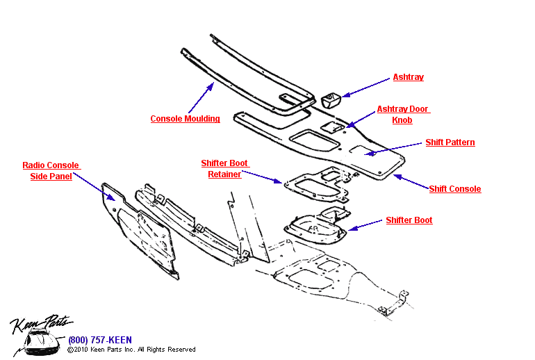 Center Console Diagram for a C2 Corvette