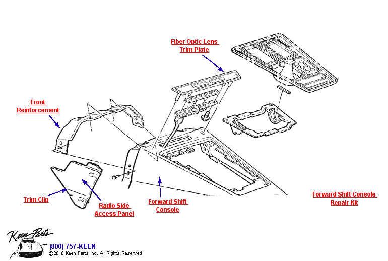 Forward Shift Console Diagram for a 2012 Corvette