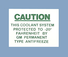 1954-1957 Corvette Cooling System Caution Decal (Code 3718263)