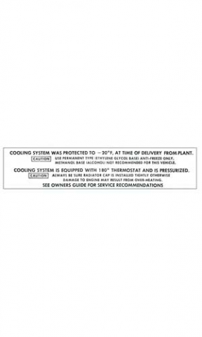 1965-1966 Corvette Coolant Caution Instructions Decal (Code 3859468)