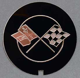 1969-1982 Corvette Aluminum Valve Cover Decal Circle with Cross Flag