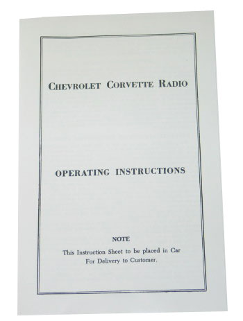 1953-1957 Corvette Radio Instruction Sheet