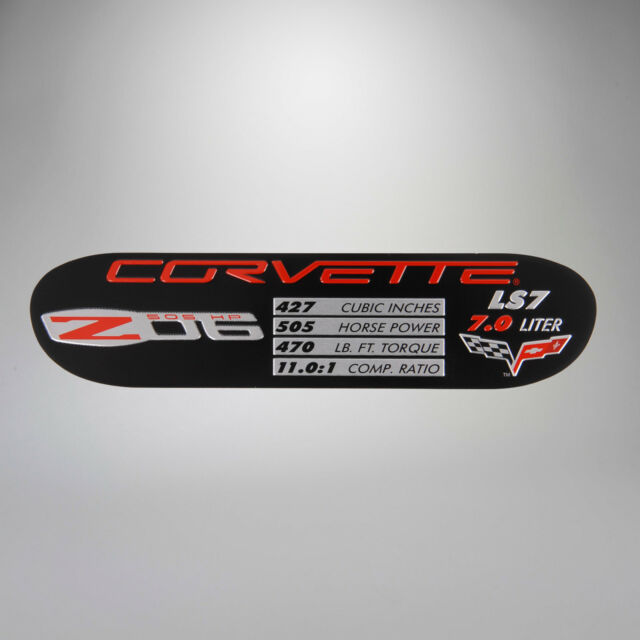 2006-2013 Corvette C6 Engine Performance Data Plate