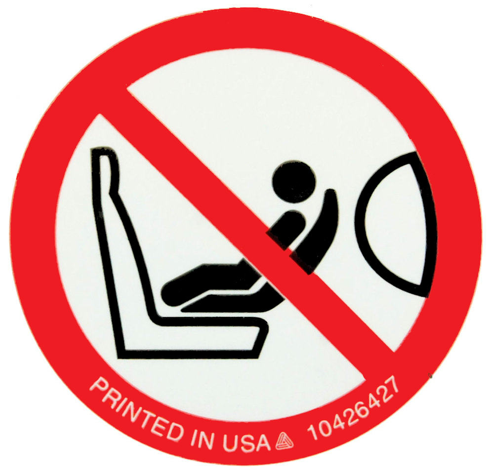Corvette Child Seat Warning Label