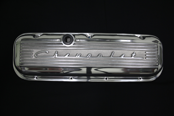 1965-1974 Corvette Valve Covers Big Block Tall Finned with Chevrolet Script Polished - Pair