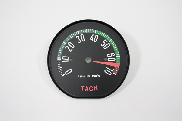 1960 Corvette Tachometer Face (High Redline)- (6500 RPM)(White Numbers)