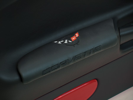 Leather Armrest Pads with C5 Logo (Pair) (Black)