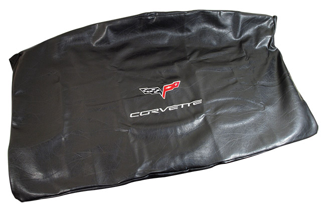 2005-2013 Corvette Leather Roof Black Bag W Embroidered Silver C6 Logo