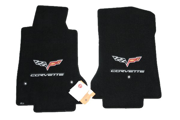 2005-2007 Corvette Lloyd Ulti-vet C6  Floor Mats Pair with C6 Embroidered GM Logo and Silver Corvette Script