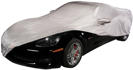 Gray Armour Flex Indoor/Outdoor Cover with Logo on Front and "Corvette" Word on the Rear