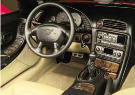 1997-2004 Corvette DASH AND TRIM KIT CONSISTS OF 26 PIECES OF SIMULATED BURLWOOD. KIT INCLUDES PIECES FOR THE SHIFTER 