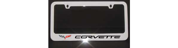 2005-2013 Corvette C6 LICENSE FRAME CHROME WITH LOGO AND WORD "CORVETTE" ENGRAVED 05-13