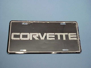 1953-1979 Corvette License Plate with Chrome Letters & Border ABS Plastic 53-79