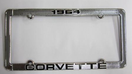 1964 Corvette License Frame - Chrome Aluminum with Black Letters