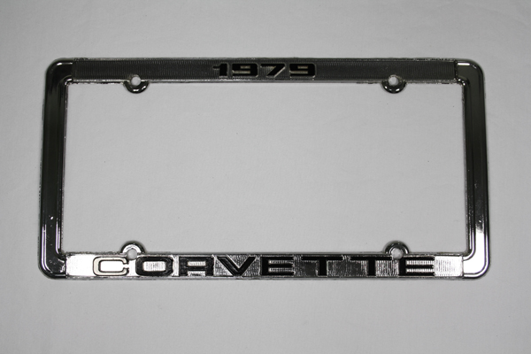 1979 Corvette License Frame 79 Chrome Aluminum with Black Letters 79