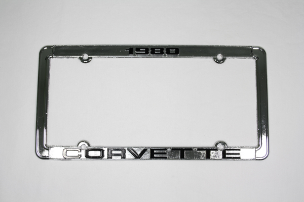 1980 Corvette License Frame 80 Chrome Aluminum with Black Letters 80