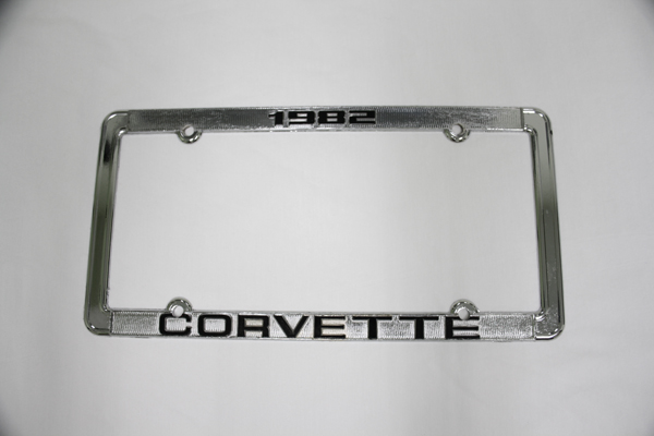 1982 Corvette License Frame 82 Chrome Aluminum with Black Letters 82