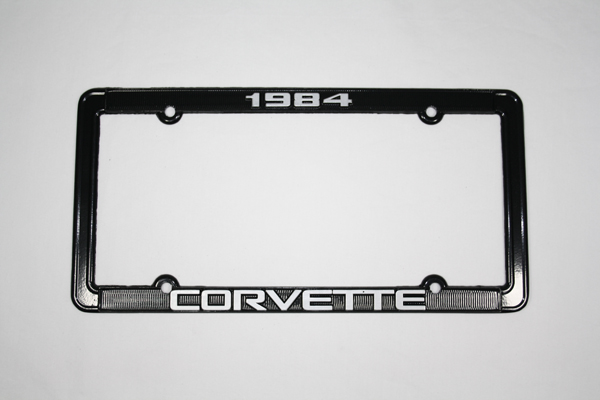 1984 Corvette License Frame 84 Black Aluminum with Silver Letters 84