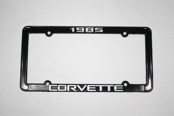 1985 Corvette License Frame 85 Black Aluminum with Silver Letters 85