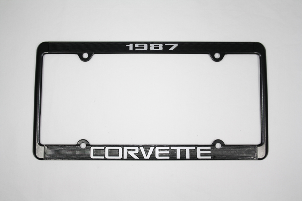 1987 Corvette License Frame 87 Black Aluminum with Silver Letters 87