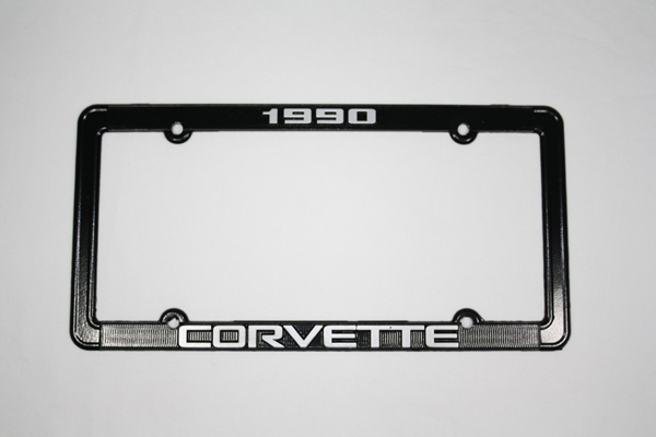 1990 Corvette License Frame 90 Black Aluminum with Silver Letters 90
