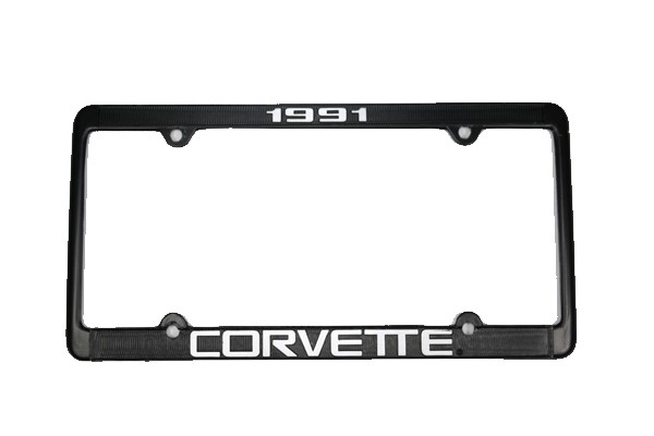 1991 Corvette License Frame 91 Black Aluminum with Silver Letters 91