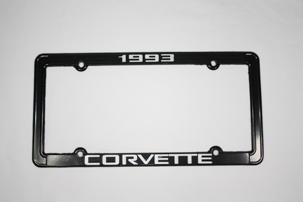 1993 Corvette License Frame 93 Black Aluminum with Silver Letters 93