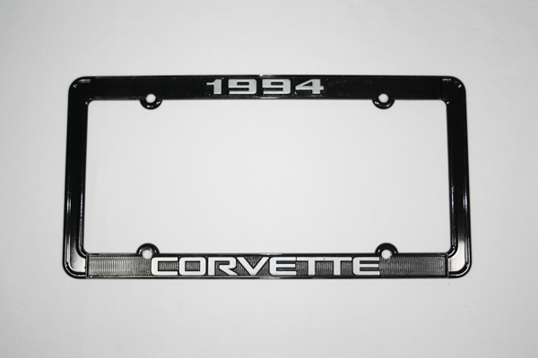 1994 Corvette License Frame 94 Black Aluminum with Silver Letters 94