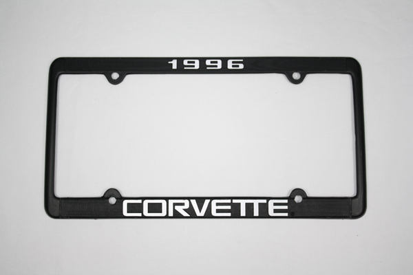 1996 Corvette License Frame 96 Black Aluminum with Silver Letters 96