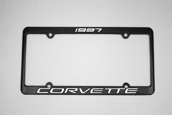 1997 Corvette License Frame 97 Black Aluminum with Silver Letters 97