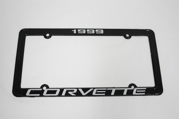 1999 Corvette License Frame 99 Black Aluminum with Silver Letters 99